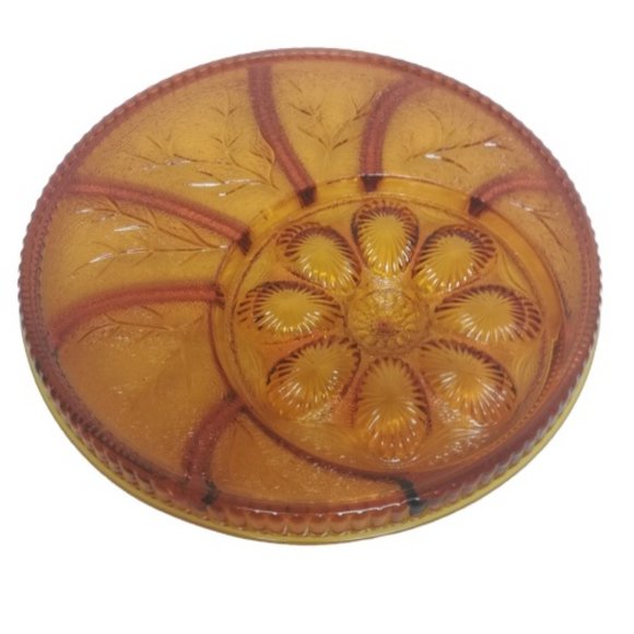 Vintage Amber Egg & Hor d'oeuvre Plate - Picture 2 of 5